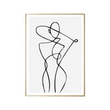 Figures étreintes Dessins de charbon de bois peinture de style scandinave toile d'art mural imprimé