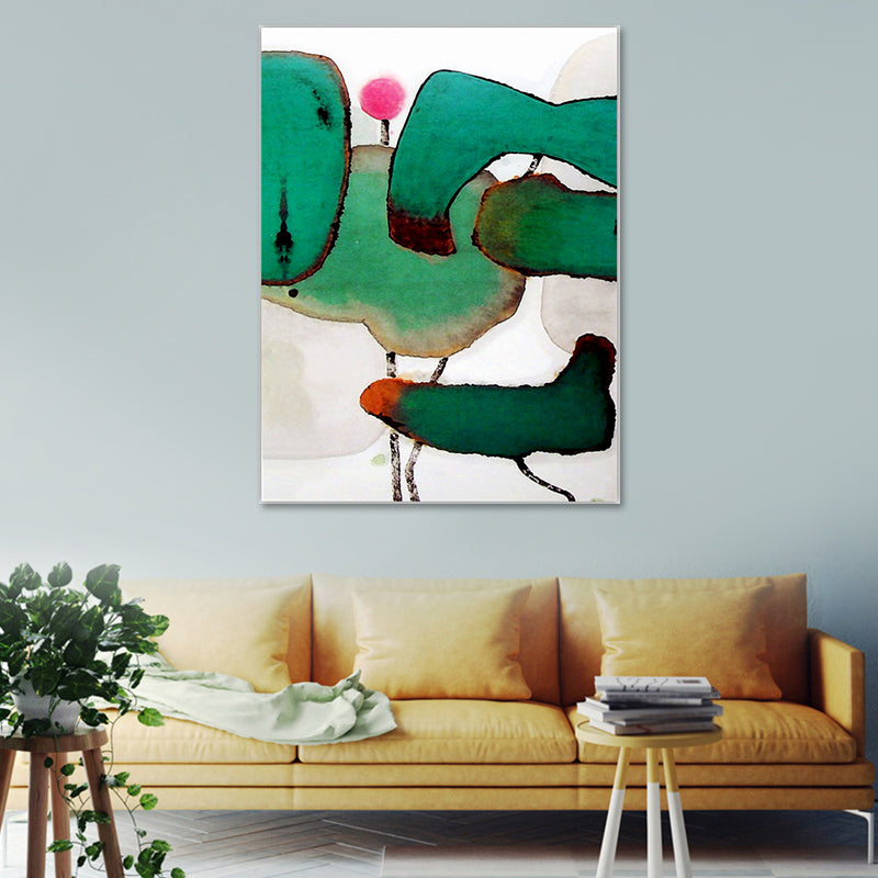 Chinese Lotus Painting Canvas Art Bright Color Flower Wall Decoration for House Interior Clearhalo 'Art Gallery' 'Canvas Art' 'Contemporary Art Gallery' 'Modern' Arts' 1641581