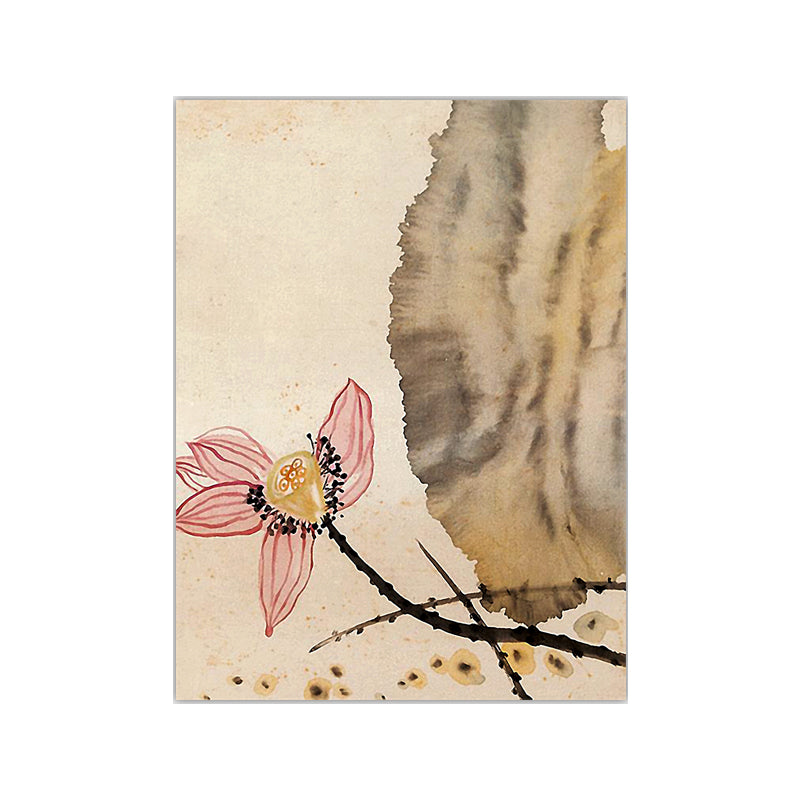 Yellow Asian Wall Art Lotus Blossom Painting Canvas Print for Sitting Room Clearhalo 'Art Gallery' 'Canvas Art' 'Contemporary Art Gallery' 'Modern' Arts' 1641589