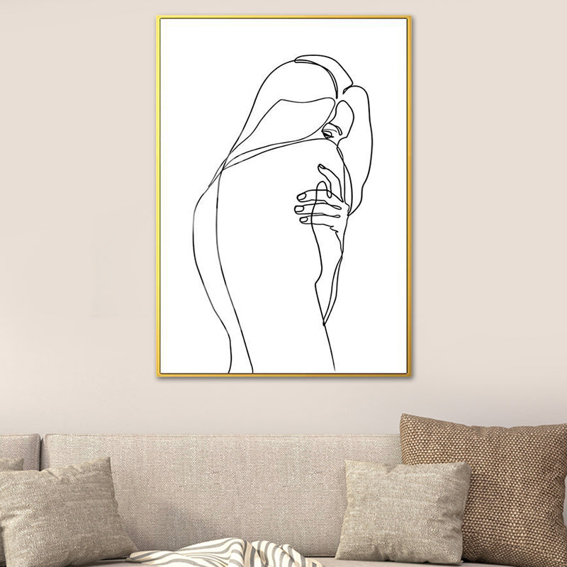 Nordic Style Character Pattern Painting White Human Charcoal Drawings Wall Art Print