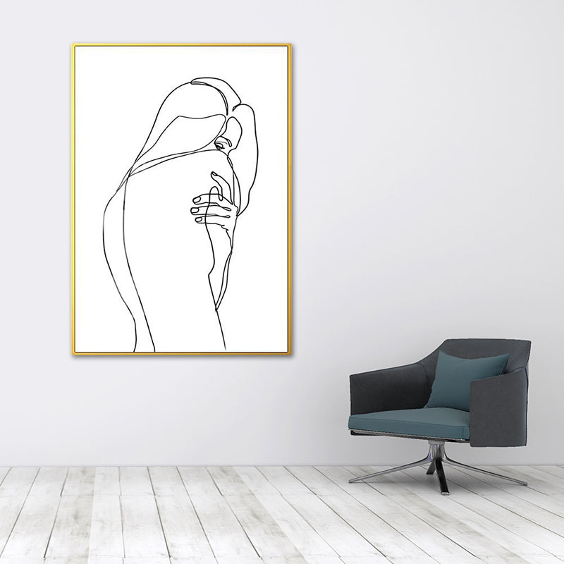 Nordic Style Character Pattern Painting White Human Charcoal Drawings Wall Art Print