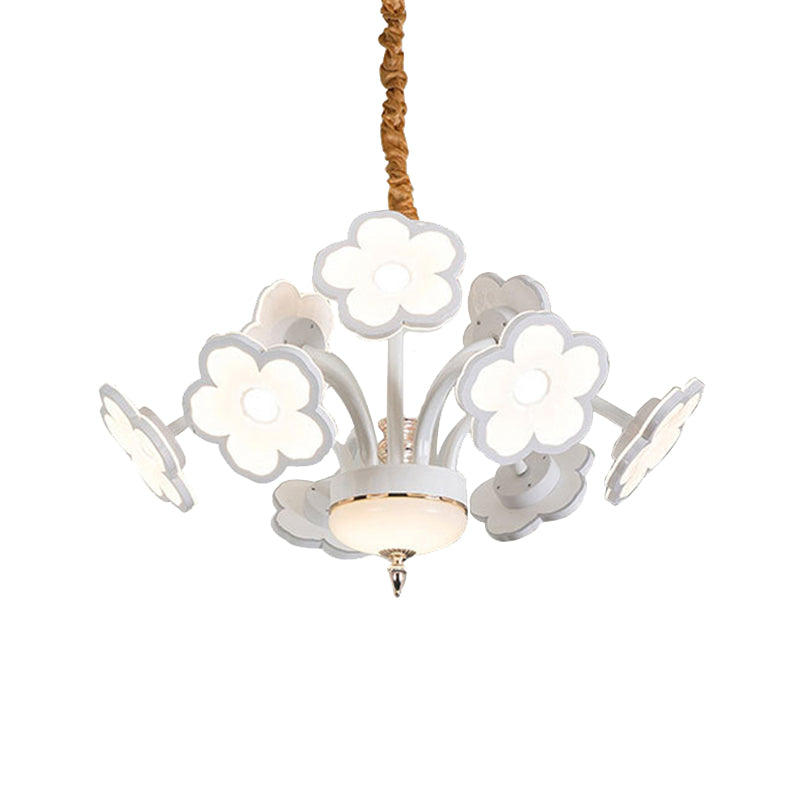 6/8/9/12 Flowers LED White Light Chandelier Lighting Modern Acrylic Shade Hanging Lamp in White Clearhalo 'Ceiling Lights' 'Modern Pendants' 'Modern' 'Pendant Lights' 'Pendants' Lighting' 164209