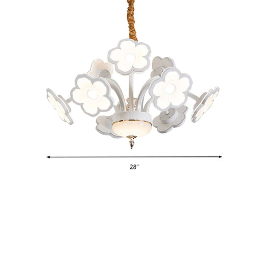 6/8/9/12 Flowers LED White Light Chandelier Lighting Modern Acrylic Shade Hanging Lamp in White Clearhalo 'Ceiling Lights' 'Modern Pendants' 'Modern' 'Pendant Lights' 'Pendants' Lighting' 164210