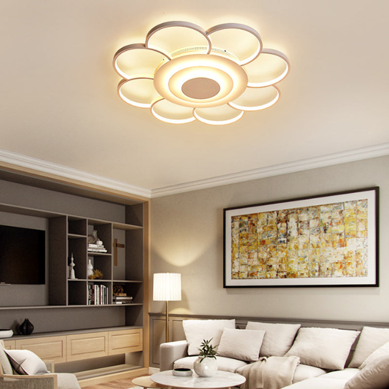 31.5"/39" Wide Flower Flushmount Simple Acrylic LED White Flush Ceiling Light in Warm/White/Natural Light Clearhalo 'Ceiling Lights' 'Close To Ceiling Lights' 'Close to ceiling' 'Semi-flushmount' Lighting' 164223