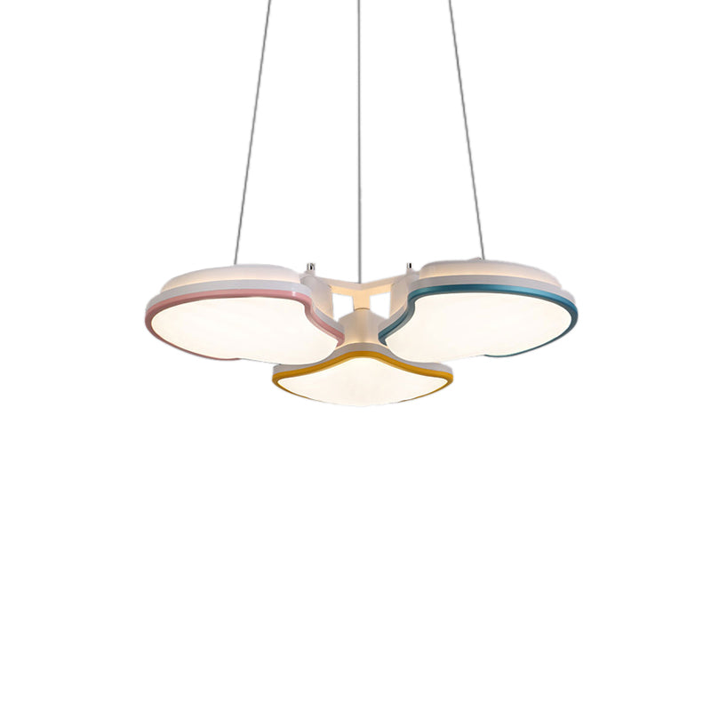 3-Head Kid Bedroom Pendant Lighting with Leaf Metal Shade Multicolor LED Hanging Pendant Light Clearhalo 'Ceiling Lights' 'Modern Pendants' 'Modern' 'Pendant Lights' 'Pendants' Lighting' 164255