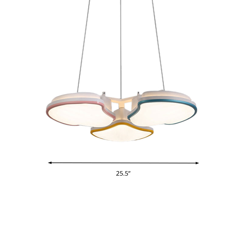 3-Head Kid Bedroom Pendant Lighting with Leaf Metal Shade Multicolor LED Hanging Pendant Light Clearhalo 'Ceiling Lights' 'Modern Pendants' 'Modern' 'Pendant Lights' 'Pendants' Lighting' 164256