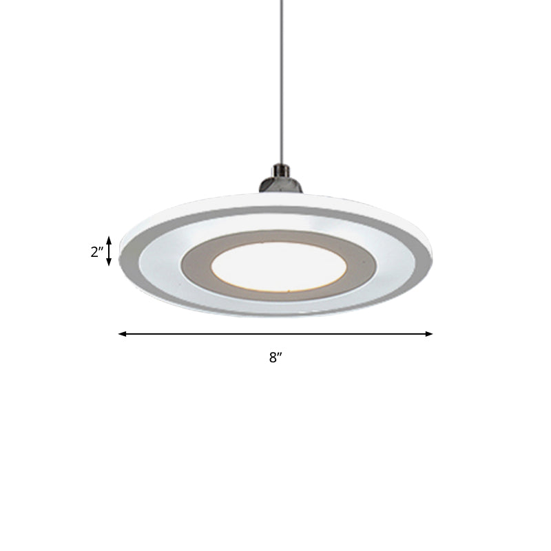 Contemporary LED Drop Pendant with Acrylic Shade White Circle Hanging Ceiling Lamp in Warm/White/Inner Warm Outer White Light Clearhalo 'Ceiling Lights' 'Modern Pendants' 'Modern' 'Pendant Lights' 'Pendants' Lighting' 164300