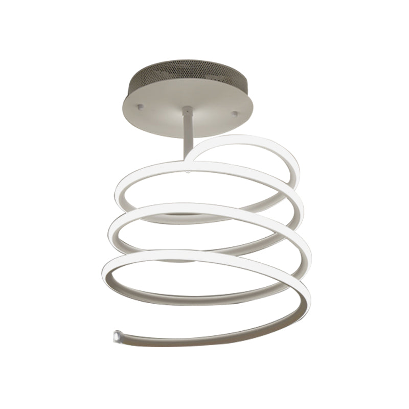 Acrylic Spiral Semi Flush Lamp Simplicity LED Single Light Ceiling Mounted Fixture in Warm/White Light Clearhalo 'Ceiling Lights' 'Close To Ceiling Lights' 'Close to ceiling' 'Semi-flushmount' Lighting' 164566