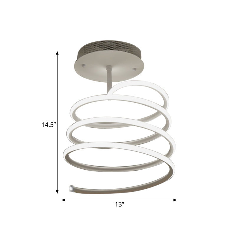 Acrylic Spiral Semi Flush Lamp Simplicity LED Single Light Ceiling Mounted Fixture in Warm/White Light Clearhalo 'Ceiling Lights' 'Close To Ceiling Lights' 'Close to ceiling' 'Semi-flushmount' Lighting' 164567