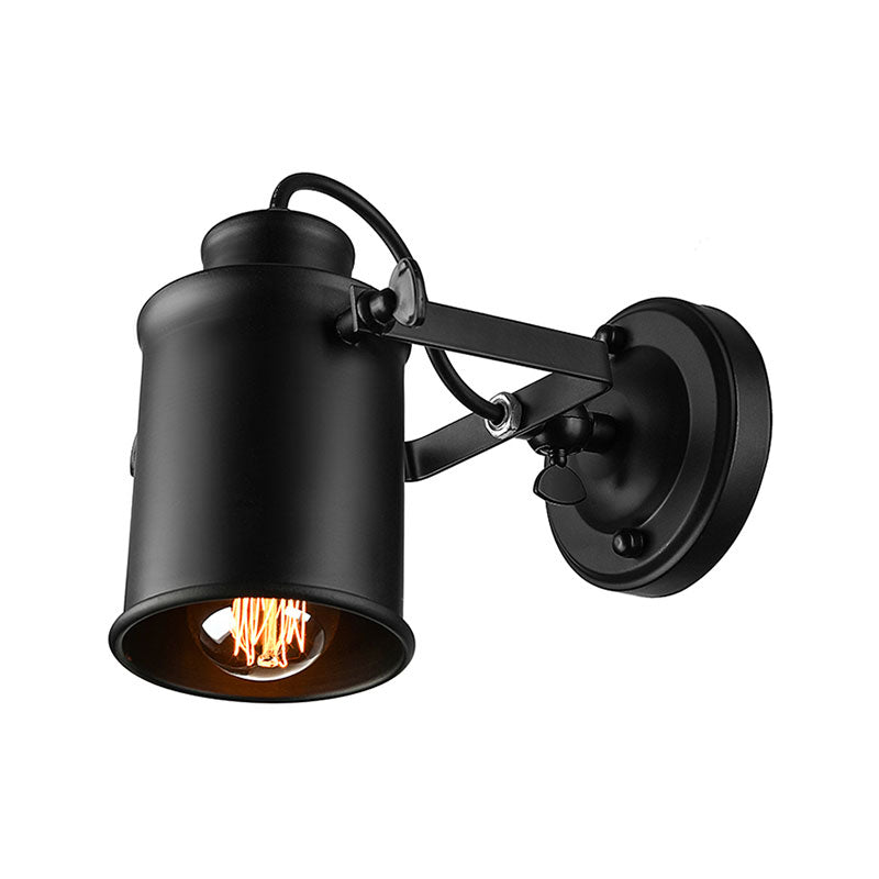 1 Light Rotatable Wall Mount Lighting with Cylinder Metal Shade Industrial Indoor Sconce Light in Black Clearhalo 'Art deco wall lights' 'Cast Iron' 'Glass' 'Industrial wall lights' 'Industrial' 'Middle century wall lights' 'Modern' 'Rustic wall lights' 'Tiffany' 'Traditional wall lights' 'Wall Lamps & Sconces' 'Wall Lights' Lighting' 164613