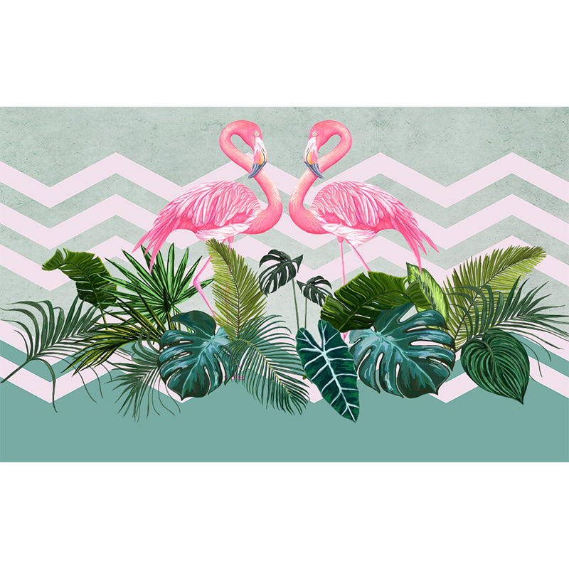 Modern Wild Flamingos Mural Decal Pink Waterproofing Wall Covering for Guest Room Clearhalo 'Wall Decor' 'Wall Mural' 1646373