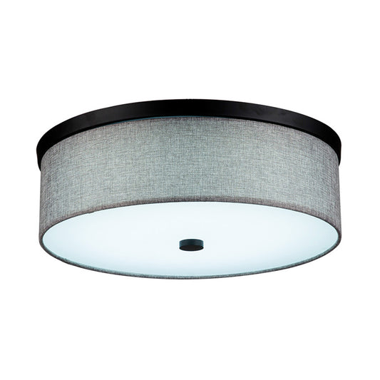 Drum Ceiling Mounted Light Modernism Fabric Grey LED Flush Mount Lamp, 16"/19.5" Dia Clearhalo 'Ceiling Lights' 'Close To Ceiling Lights' 'Close to ceiling' 'Flush mount' Lighting' 164674