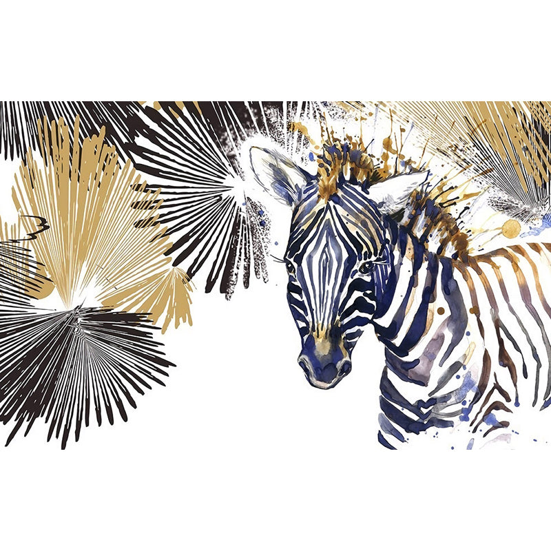 Tame Zebra Mural Decal Contemporary Non-Woven Texture Wall Covering in Soft Color Clearhalo 'Wall Decor' 'Wall Mural' 1646982