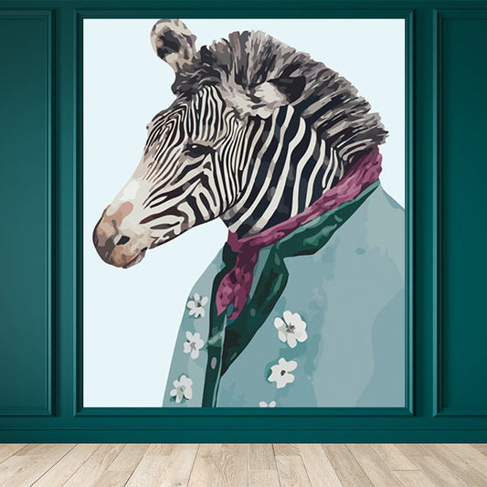 Tame Zebra Mural Decal Contemporary Non-Woven Texture Wall Covering in Soft Color Clearhalo 'Wall Decor' 'Wall Mural' 1646985