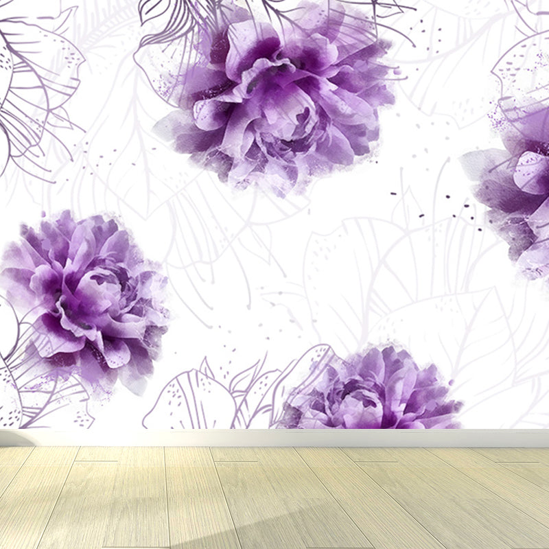 Whole Flower Mural Wallpaper Moisture Resistant Contemporary Bedroom Wall Decor Clearhalo 'Wall Decor' 'Wall Mural' 1647035