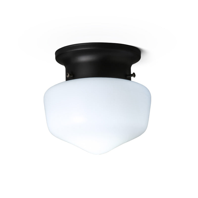 Schoolhouse White Glass Flush Light Modern 1 Light Black Flush Mount Ceiling Fixture Clearhalo 'Ceiling Lights' 'Close To Ceiling Lights' 'Close to ceiling' 'Flush mount' Lighting' 164710