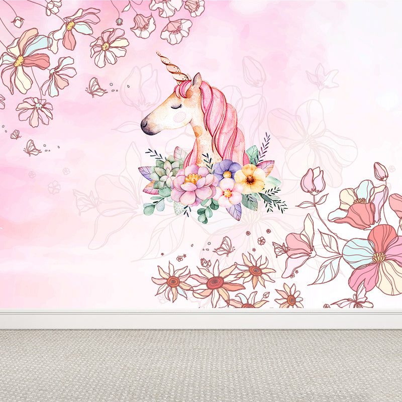 Unicorn Wall Mural Kid's Style Decorative Children's Bedroom Bedroom Wall Art, Custom Printed Clearhalo 'Wall Decor' 'Wall Mural' 1647255