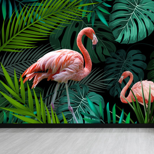 Stand-Up Flamingo Mural Decal Light Color Contemporary Wall Covering for Dining Room Clearhalo 'Wall Decor' 'Wall Mural' 1647360