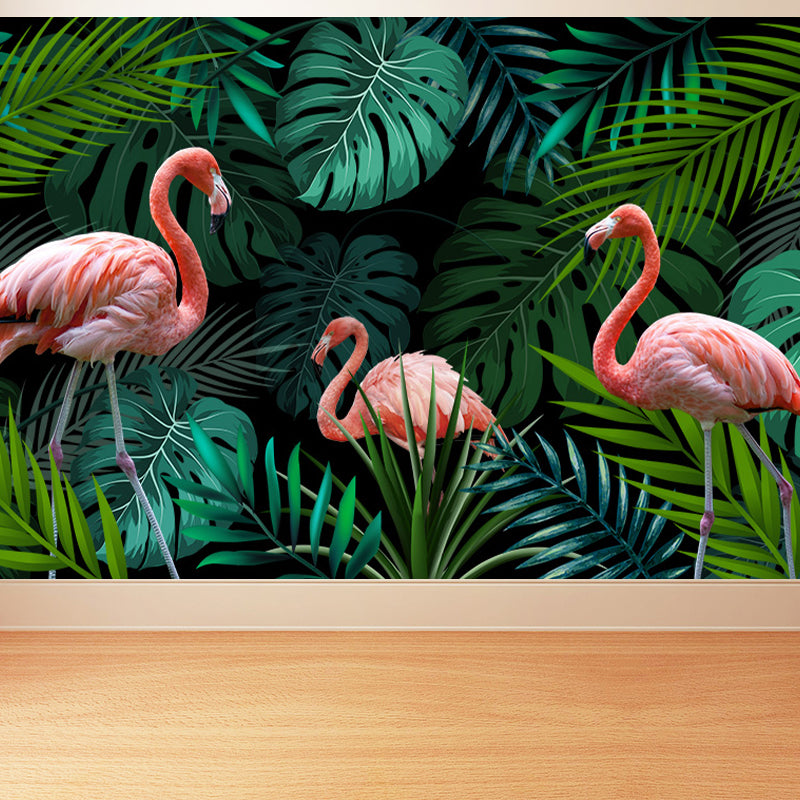 Stand-Up Flamingo Mural Decal Light Color Contemporary Wall Covering for Dining Room Clearhalo 'Wall Decor' 'Wall Mural' 1647361