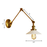 White Glass Brass Wall Sconce Lighting Cone 1-Light Industrial Light Fixture for Bedroom Clearhalo 'Art deco wall lights' 'Cast Iron' 'Glass' 'Industrial wall lights' 'Industrial' 'Middle century wall lights' 'Modern' 'Rustic wall lights' 'Tiffany' 'Traditional wall lights' 'Wall Lamps & Sconces' 'Wall Lights' Lighting' 164739