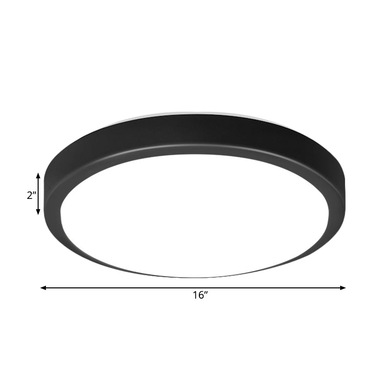 Black Circular Ceiling Mount Light with Acrylic Shade Contemporary LED Flush Mount Light for Living Room in Warm/White, 10.5"/13"/16" Diameter Clearhalo 'Ceiling Lights' 'Close To Ceiling Lights' 'Close to ceiling' 'Flush mount' Lighting' 164750