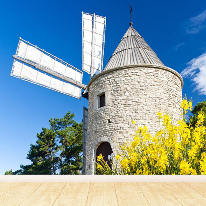 Whole Windmill View Mural Wallpaper for Wall Decor Contemporary Girls Room Wall Art Clearhalo 'Wall Decor' 'Wall Mural' 1647949