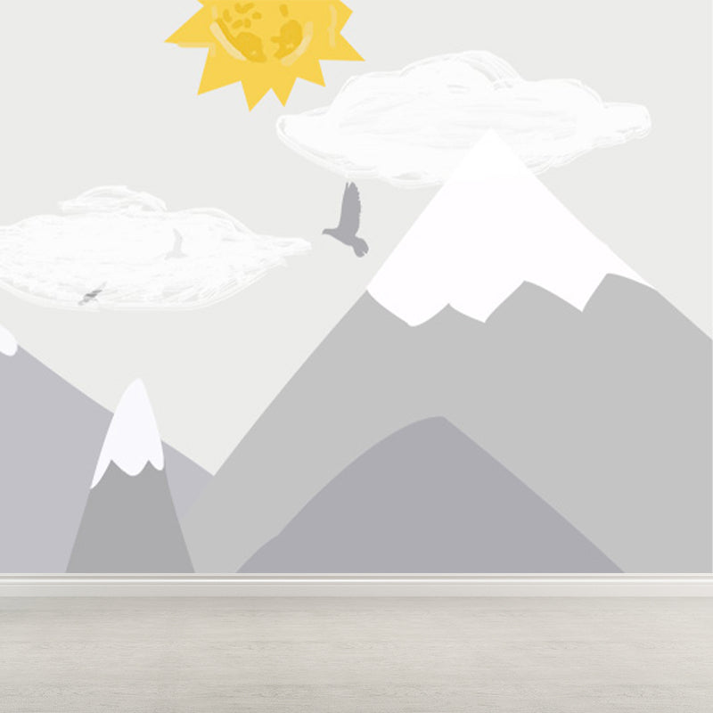 Waterproof Balloon and Mountain Mural Children's Art Non-Woven Wall Decor, Custom Clearhalo 'Wall Decor' 'Wall Mural' 1648084