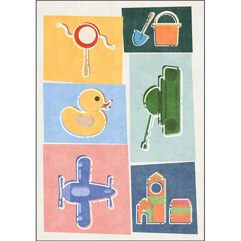 Unique Kids Rug Colorful Cars & Roads Duck Tank Plane Pattern Rug Polyester Pet Friendly Carpet for Nursery Clearhalo 'Area Rug' 'Rug' 1648405