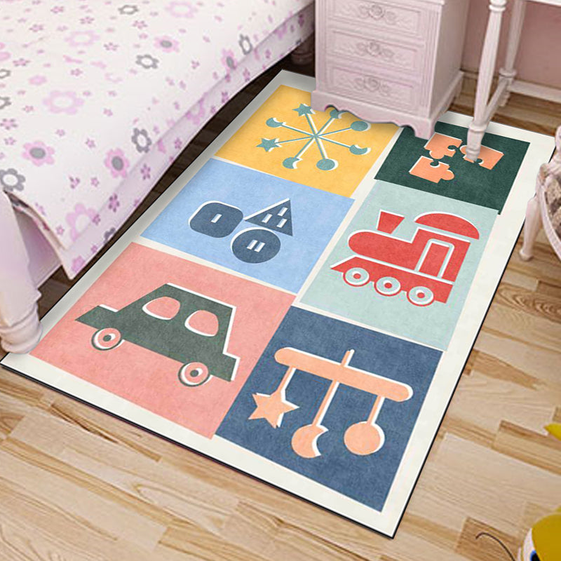 Unique Kids Rug Colorful Cars & Roads Duck Tank Plane Pattern Rug Polyester Pet Friendly Carpet for Nursery Clearhalo 'Area Rug' 'Rug' 1648413