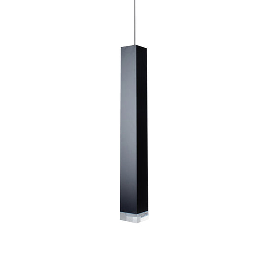 Modern Cuboid Suspension Light Metal Black/White Dining Room LED Pendant Light in White/Warm, 12"/19.5" H Clearhalo 'Ceiling Lights' 'Modern Pendants' 'Modern' 'Pendant Lights' 'Pendants' Lighting' 164841