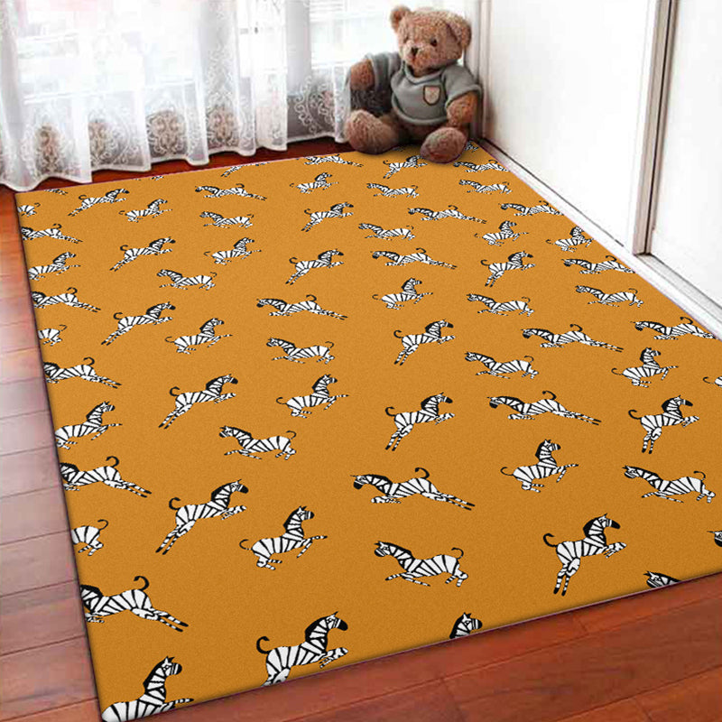 White Child's Room Rug Kids Animal Bear Dog Panda Pattern Area Rug  Polyester Anti-Slip Backing Carpet - Clearhalo