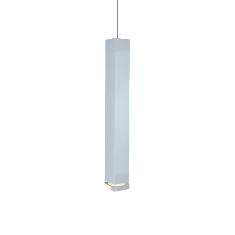 Modern Cuboid Suspension Light Metal Black/White Dining Room LED Pendant Light in White/Warm, 12"/19.5" H Clearhalo 'Ceiling Lights' 'Modern Pendants' 'Modern' 'Pendant Lights' 'Pendants' Lighting' 164845