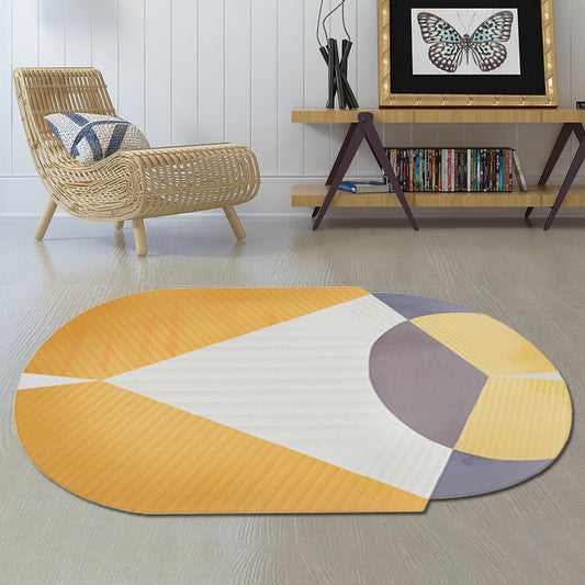 Casual Modern Irregular Rug in Yellow and Grey Color Block Print Area Rug Polyester Washable Carpet for Home Decoration Clearhalo 'Area Rug' 'Rug' 1648586