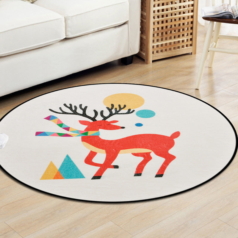 White Child's Room Rug Kids Animal Bear Dog Panda Pattern Area Rug  Polyester Anti-Slip Backing Carpet - Clearhalo