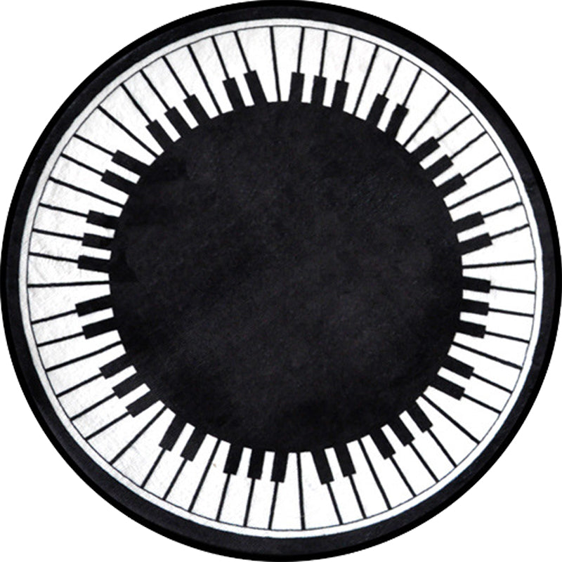 Stylish Kids Rug in Black and White Music Piano Pattern Rug Polyester Pet Friendly Carpet for Children's Room Clearhalo 'Area Rug' 'Rug' 1648770