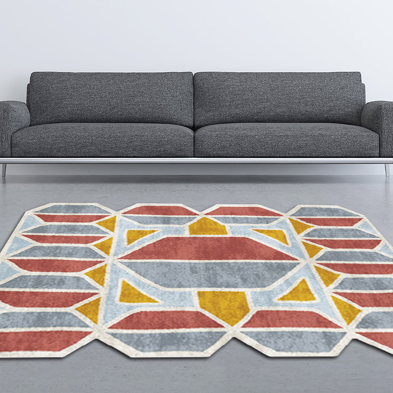 Irregular Bedroom Rug in Grey Modern Geometry Hexagon Pattern Area Rug Polyester Pet Friendly Carpet Grey Clearhalo 'Area Rug' 'Modern' 'Rugs' Rug' 1648862