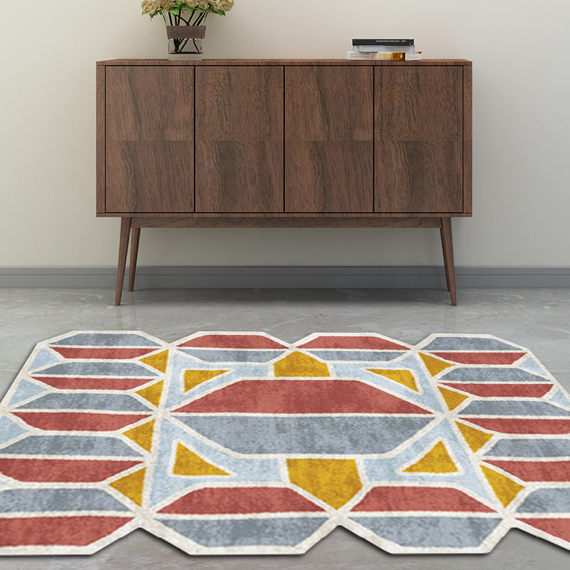 Irregular Bedroom Rug in Grey Modern Geometry Hexagon Pattern Area Rug Polyester Pet Friendly Carpet Clearhalo 'Area Rug' 'Modern' 'Rugs' Rug' 1648863