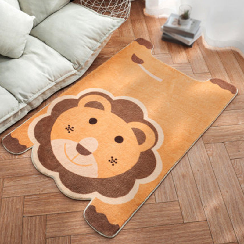 Unique Kids Irregular Rug in White and Pink Animal Lion Panda Pattern Rug Polyester Non-Slip Carpet for Children's Room Brown Clearhalo 'Area Rug' 'Rug' 1648910