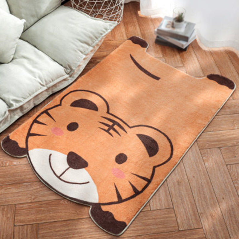 Unique Kids Irregular Rug in White and Pink Animal Lion Panda Pattern Rug Polyester Non-Slip Carpet for Children's Room Yellow-Red Clearhalo 'Area Rug' 'Rug' 1648911