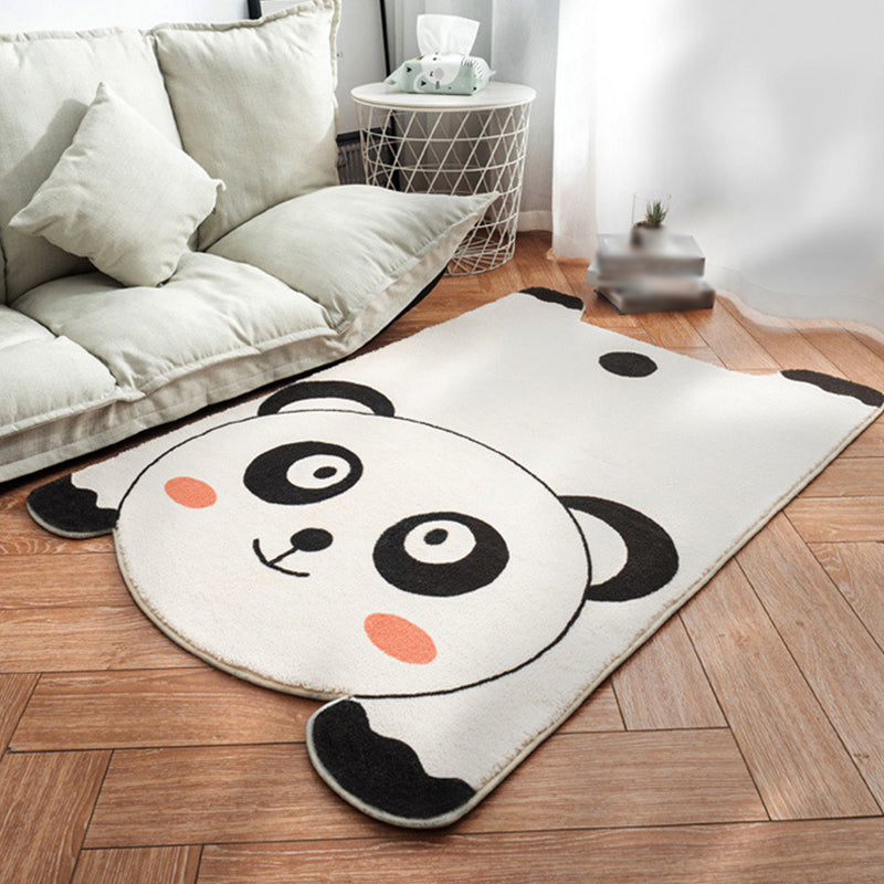 Unique Kids Irregular Rug in White and Pink Animal Lion Panda Pattern Rug Polyester Non-Slip Carpet for Children's Room White Clearhalo 'Area Rug' 'Rug' 1648912