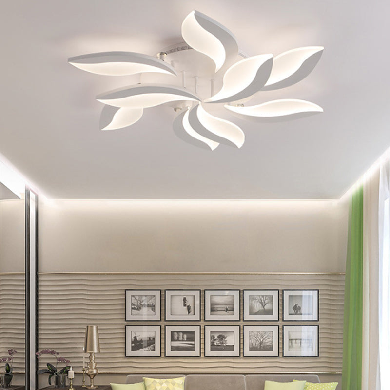 Acrylic Flower Flush Mount Light Contemporary LED 3/5/9 Lights Ceiling Lighting Fixture in Warm/White/Natural Light 9 White White Clearhalo 'Ceiling Lights' 'Close To Ceiling Lights' 'Close to ceiling' 'Semi-flushmount' Lighting' 164895