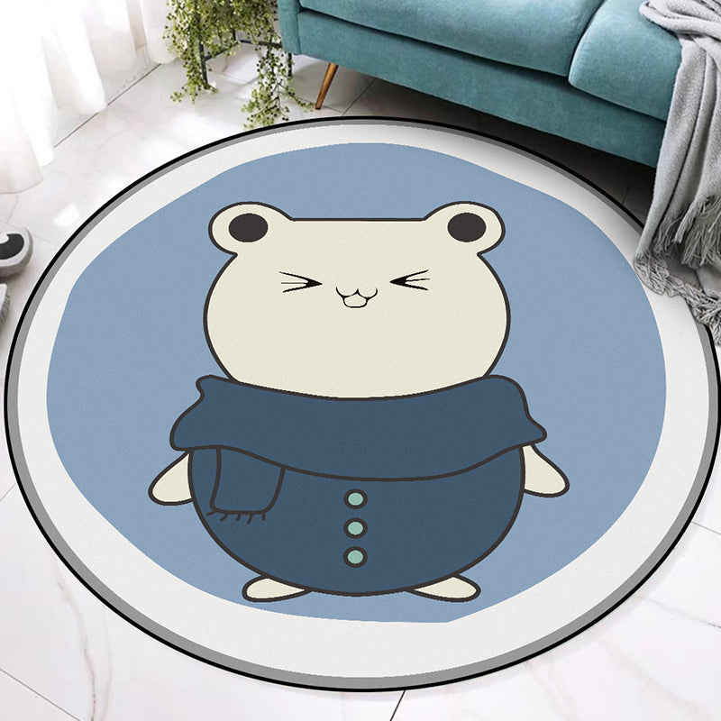 Blue Child's Room Rug Kids Animal Hamster Pattern Area Rug Polyester Stain-Resistant Carpet Blue Clearhalo 'Area Rug' 'Rug' 1648967