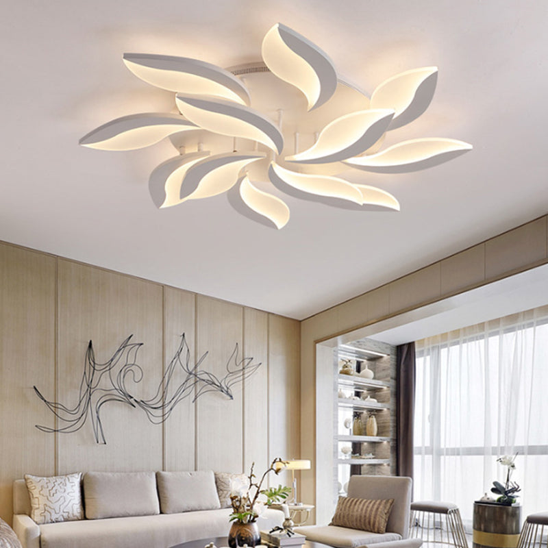 Acrylic Flower Flush Mount Light Contemporary LED 3/5/9 Lights Ceiling Lighting Fixture in Warm/White/Natural Light 12 White Clearhalo 'Ceiling Lights' 'Close To Ceiling Lights' 'Close to ceiling' 'Semi-flushmount' Lighting' 164901