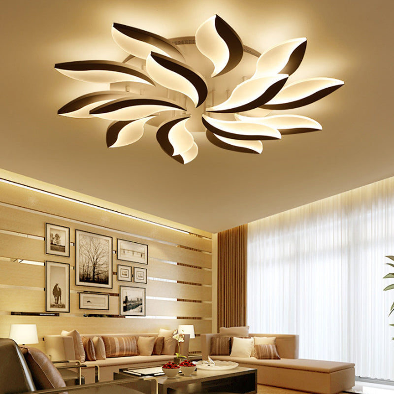 Acrylic Flower Flush Mount Light Contemporary LED 3/5/9 Lights Ceiling Lighting Fixture in Warm/White/Natural Light 15 White Clearhalo 'Ceiling Lights' 'Close To Ceiling Lights' 'Close to ceiling' 'Semi-flushmount' Lighting' 164905