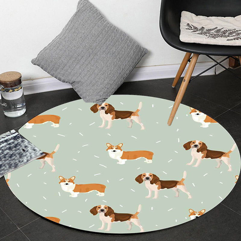 Unique Kids Rug in White and Brown Animal Dog Food Pattern Rug Polyester Stain-Resistant Carpet for Nursery Green Clearhalo 'Area Rug' 'Rug' 1649078