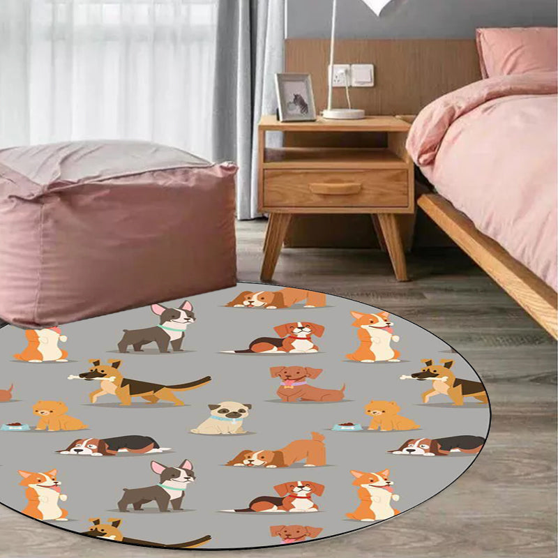 Unique Kids Rug in White and Brown Animal Dog Food Pattern Rug Polyester Stain-Resistant Carpet for Nursery Clearhalo 'Area Rug' 'Rug' 1649082