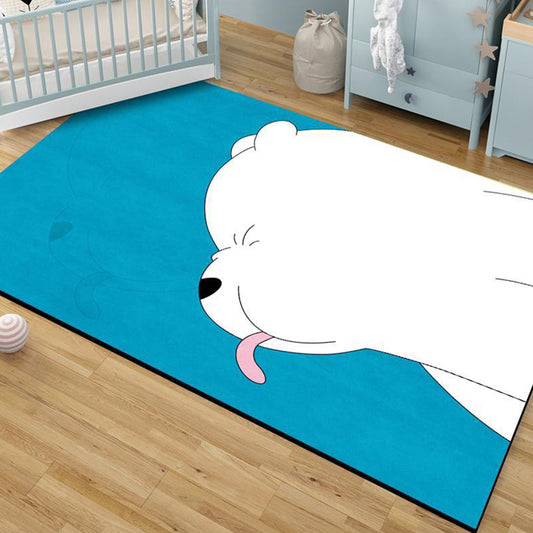 Stylish Kids Rug in Blue Animal Bear Pattern Rug Polyester Anti-Slip Pet Friendly Carpet for Nursery Blue Clearhalo 'Area Rug' 'Modern' 'Rugs' Rug' 1649139