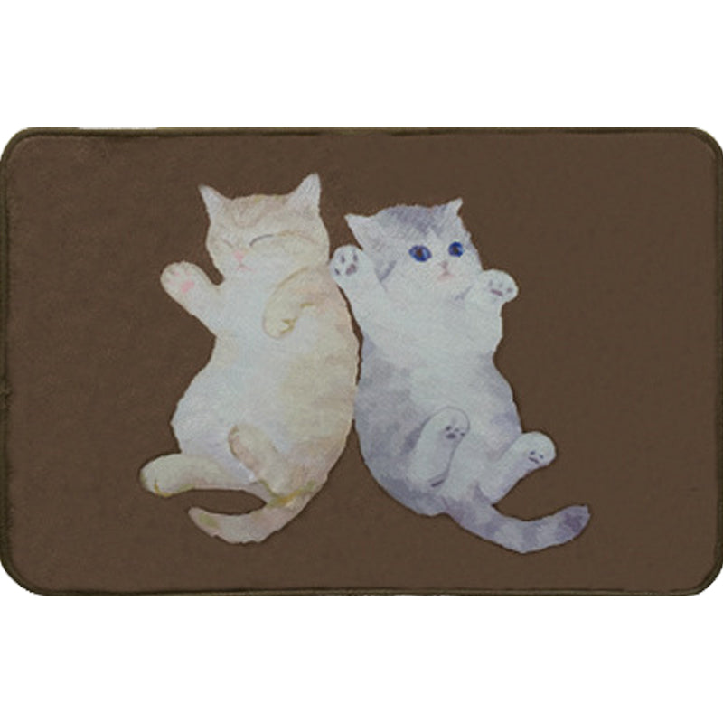 Kids Child's Room Rug in Brown Animal Cats Lying Print Rug Polyester Anti-Slip Washable Area Rug Clearhalo 'Area Rug' 'Rug' 1649228