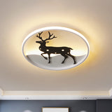 Deer Ceiling Light Fixture Cartoon Acrylic LED Black Flush Mount Lighting, Warm/White Light Black Clearhalo 'Ceiling Lights' 'Close To Ceiling Lights' 'Close to ceiling' 'Flush mount' Lighting' 1649360