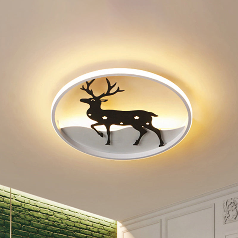 Deer Ceiling Light Fixture Cartoon Acrylic LED Black Flush Mount Lighting, Warm/White Light Clearhalo 'Ceiling Lights' 'Close To Ceiling Lights' 'Close to ceiling' 'Flush mount' Lighting' 1649361